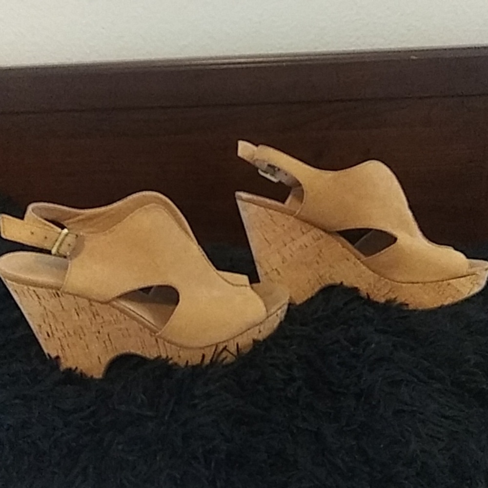 FRANK SARTO SUEDE WEDGES WORE ONCE